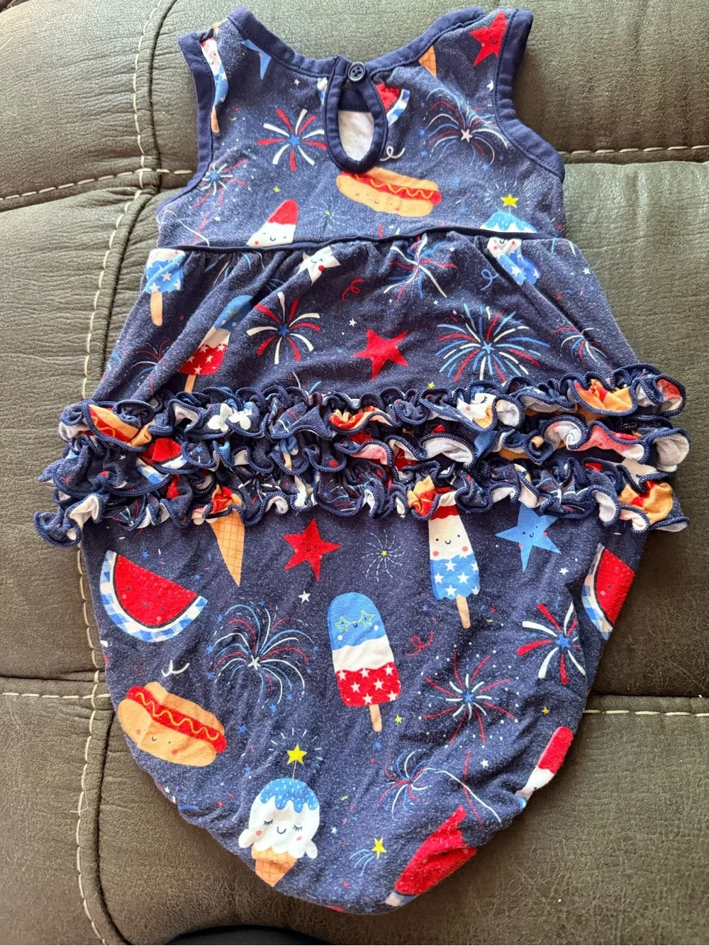 Little Sleepies Navy Red White Ice Cream & Fireworks One-Piece Bodysuit